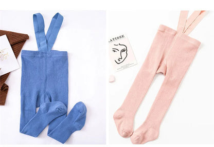 Baby Cute Knitted Tights Boys Girls Pantyhose Casual Suspender Tights Infant Toddler Autumn Spring Leggings Solid Color Clothing