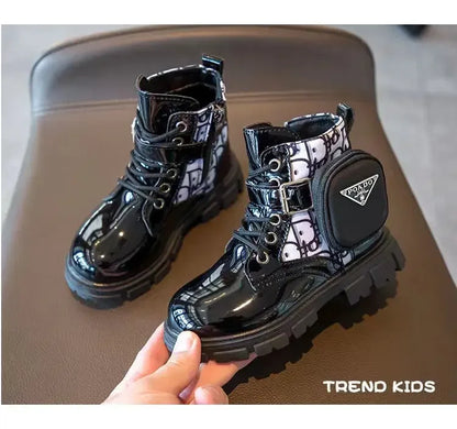 Spring and Autumn Girls Kids Shoes Ankle Boots Fashion British Style Single Boot Soft Sole Versatile Children's  Leather Shoes