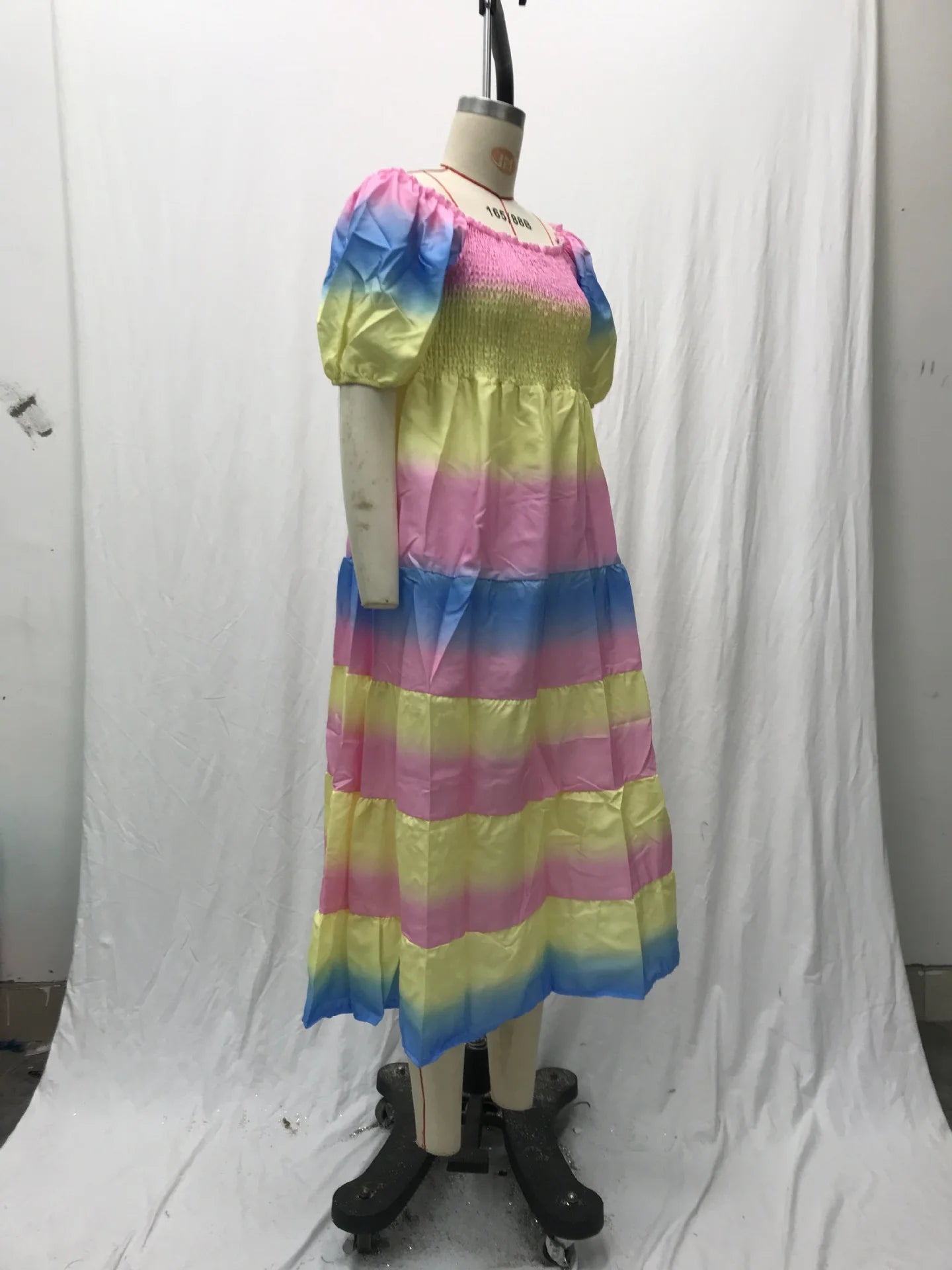 Elegant Women's Off Shoulder Midi Dress 2025 Summer Fashion dresses High Waist Flower Print Short  Sleeve Dress Robe Clothing