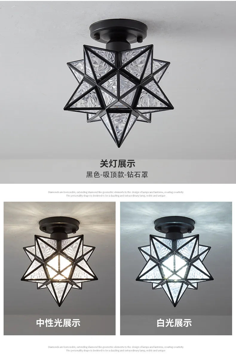 Lamps for Living Room Decor Five-pointed chandelier Modern Balcony Corridor Porch Fashion Network Red Star  Ceiling Light