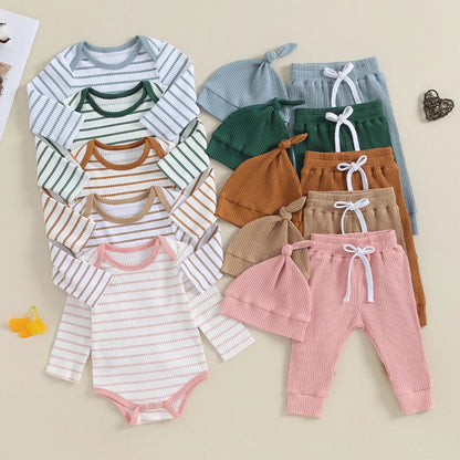 Mubi neo 0 to 18 Months Infant Set Newborn Baby Boy Clothing Top and Bottom Set Striped Children's Fashion for Babies Boy Outfits