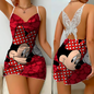 Mini Dress Pajama Skirt Bow Knot Party Dresses Satin Surface Minnie Mouse Disney Mickey Women's Fashion Summer 2025 Elegant Women
