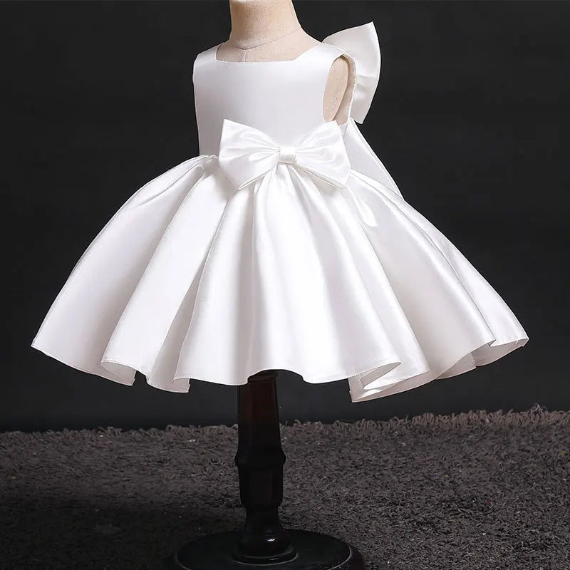 Toddler Baby Girls Summer Big Bow Baptism Dresses for Birthday Party Wedding Dress Children Costumes Princess Fluffy Prom Gown