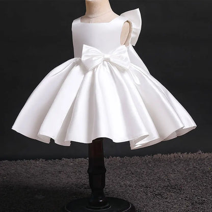 Toddler Baby Girls Summer Big Bow Baptism Dresses for Birthday Party Wedding Dress Children Costumes Princess Fluffy Prom Gown