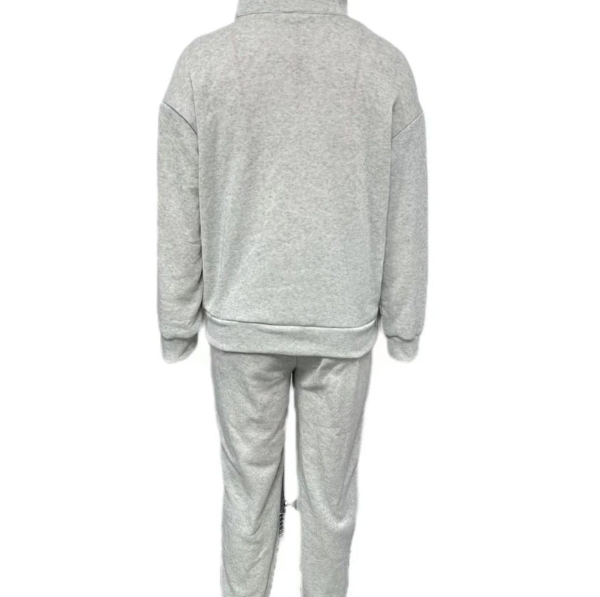 Women's Sports Suits 2025 Autumn Winter Latest Marketing Solid Thick Long Sleeved Zipper Sweatshirt Pants Set Two Piece Set