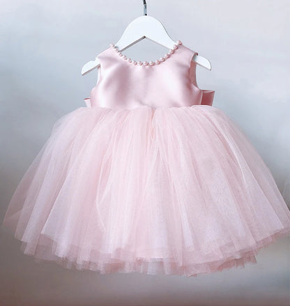 Toddler Baby Girls Summer Big Bow Baptism Dresses for Birthday Party Wedding Dress Children Costumes Princess Fluffy Prom Gown