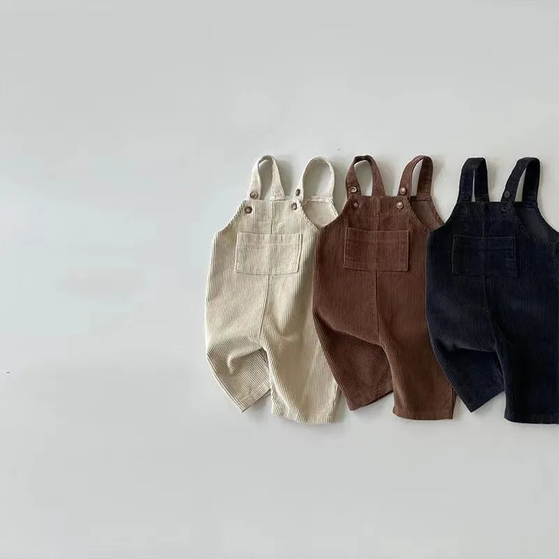 New Spring Baby Pants Toddler Boys Solid Corduroy Suspender Trousers  Girls Overalls Kids Basic Playsuit Jumpsuit Clothing