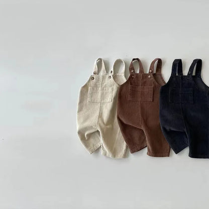 New Spring Baby Pants Toddler Boys Solid Corduroy Suspender Trousers  Girls Overalls Kids Basic Playsuit Jumpsuit Clothing