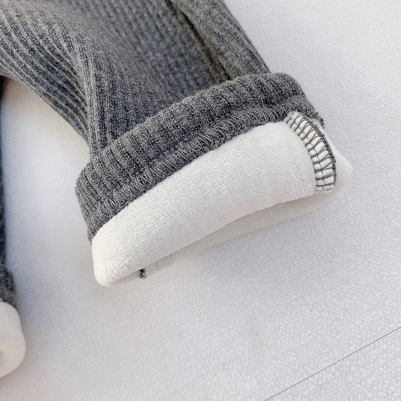 MILANCEL Baby Leggings Toddler High Waist Fleece Thermal Trousers Infant Solid Color Pants