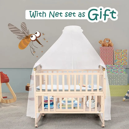 Mini Baby Crib 4 in 1 Convertible with Memory Foam Mattress(38"by 24") Included, Cunas para Babes 2024 Natural Wood Portable Crib