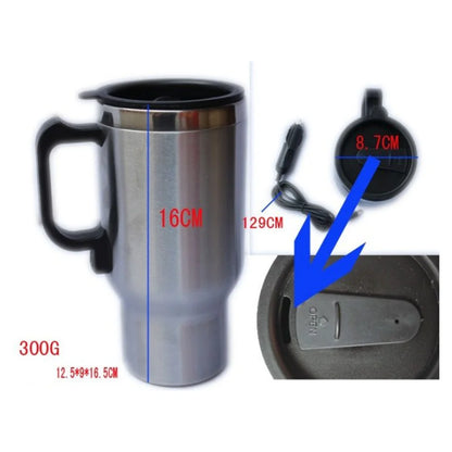 450 ML Double Sections Insulated Car Vacuum Cup Stainless Steel Heating Travel Mug For 12V Electric Beverage Container With