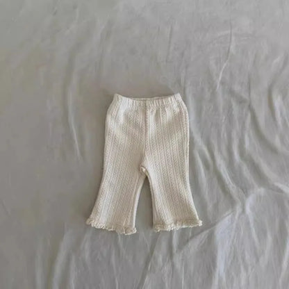 Autumn New Girls Lace Leggings Infant Trousers Cotton Cute Baby Girl Flared Pants Toddler Elastic Pants Kids Casual Pants
