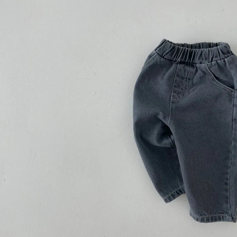 2025 Autumn New Baby Loose Jeans Solid Girls Casual Pants Infant Boys Harem Pants Newborn Toddler Packet Denim Trousers Clothes