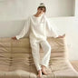 2025 Autumn Winter Warm Flannel Women Pijamas Sets Thick Coral Velvet Long Sleeve Cartoon Sleepwear Thin Flannel Pajamas Set