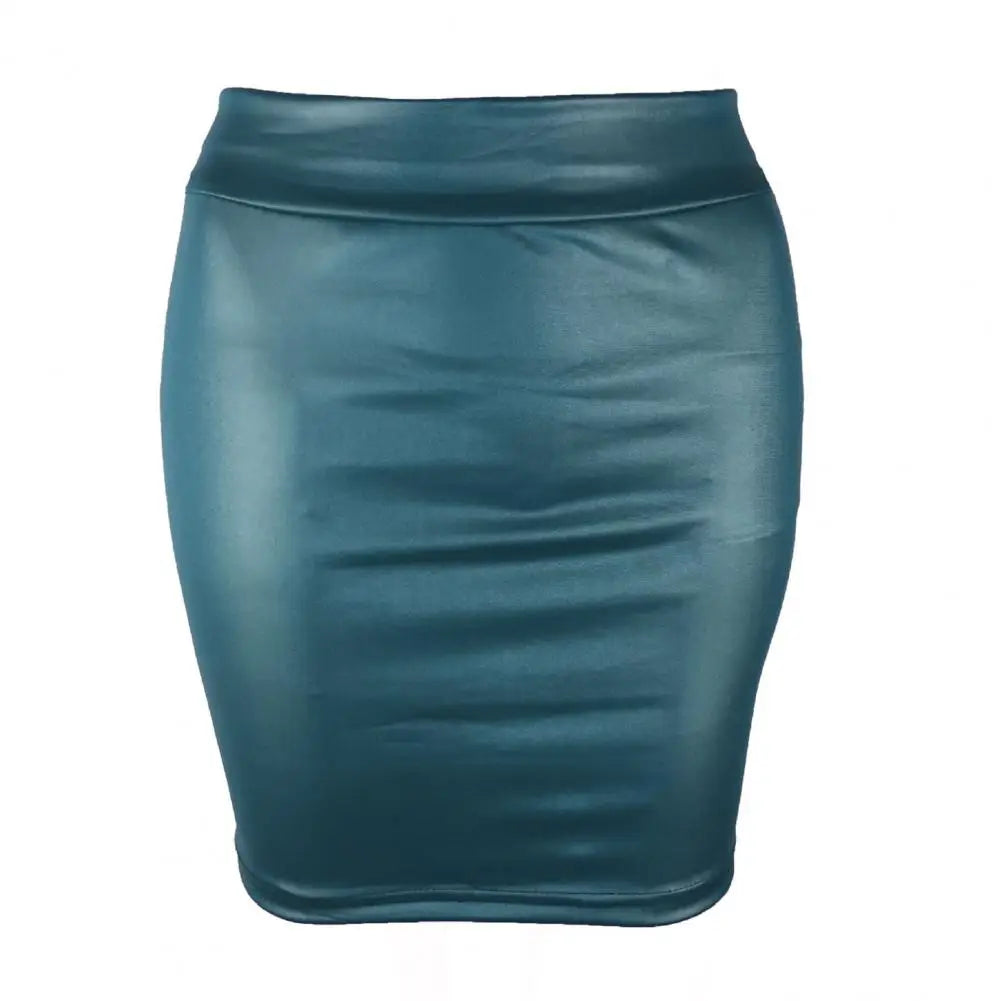 Women Mini/Long Skirt Solid Color High Waist Slim Fit Skinny Matte Faux Leather Cozy Commuter Bodycon Skirt Streetwear