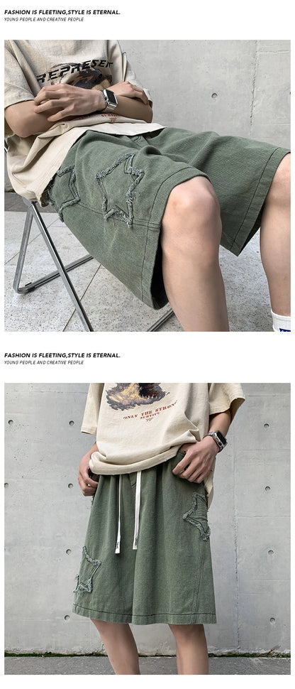 2025 Summer Shorts Men Loose spodenki meskie Vintage Denim Basic Simple Hot Sale High Waist Leisure Ulzzang Streetwear Short