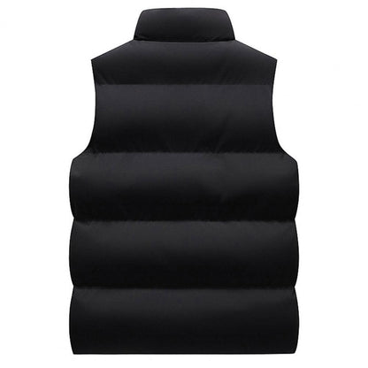 Men Waistcoat Thick Padded Cotton Vest Windproof Sleeveless Winter Outerwear Neck Zipper Cardigan Men Winter Coat