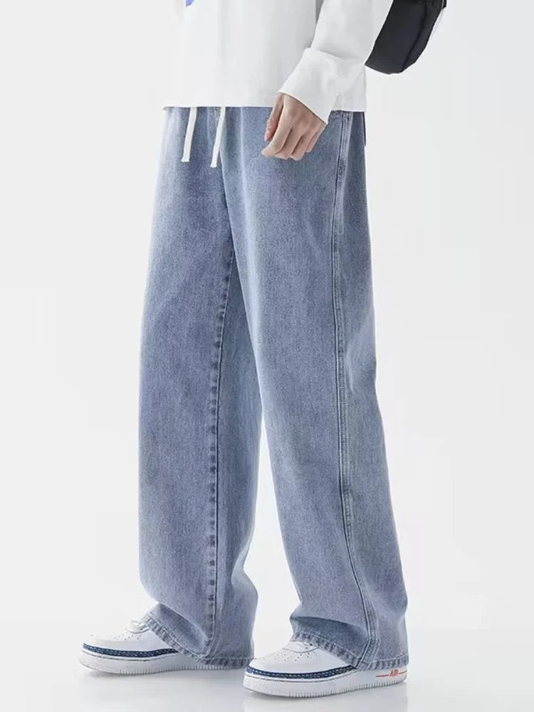 2025 Hot Selling Korean Men's Casual Long Denim Classic Men's Straight Leg High Street Denim Wide Leg Pants