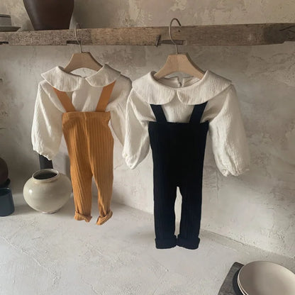 2025 Autumn New Baby Solid Leggings Toddler Boy Pp Pants Cotton Infant Girl Overalls Kids Casual Trousers Baby Strap Leggings