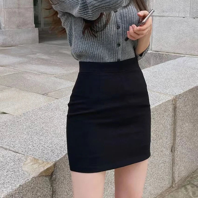 Office Women Hip Wrap Skirt Vintage Grey Suit Tight Mini Skirt Summer Korean Fashion High Waist Casual A Line Short Skirt Y2K