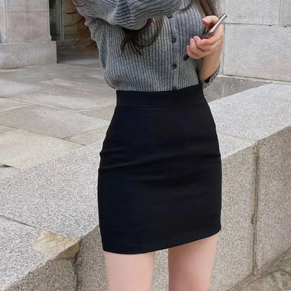 Office Women Hip Wrap Skirt Vintage Grey Suit Tight Mini Skirt Summer Korean Fashion High Waist Casual A Line Short Skirt Y2K