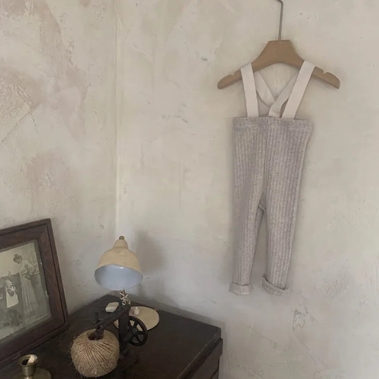 2025 Autumn New Baby Solid Leggings Toddler Boy Pp Pants Cotton Infant Girl Overalls Kids Casual Trousers Baby Strap Leggings