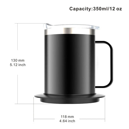 Self-Heating Coffee Mug - 12oz USB Electric Heated Mug Heat 131-149℉ Smart Warming Travel Mug Double Layer Food Grade Cup Warmer