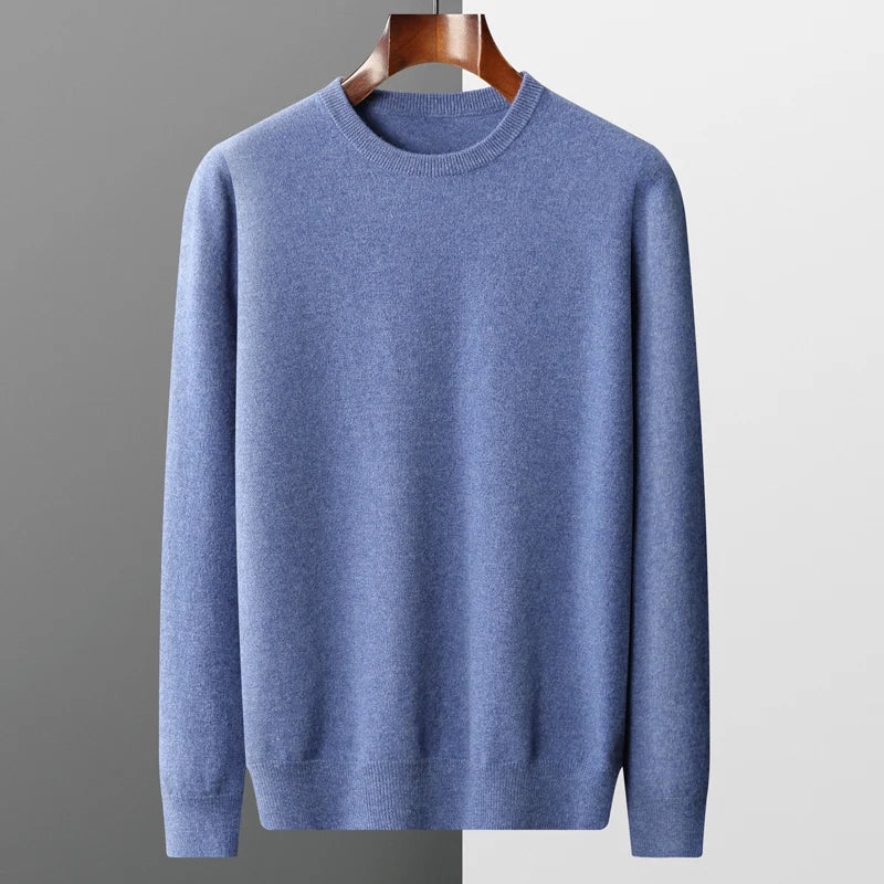 100% merino cashmere sweater men's round neck pullover business casual fashion top knitted loose men's Jacket