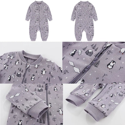 Newborn Baby 2-way Zipper Romper Cotton One-piece suit 0-24 Months Long Sleeve Newborn Baby Pajamas Comfortable Breathable