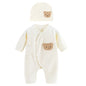 Breathable Newborn Bear Jumpsuit Hospital Hat Spring Outfit Long Sleeves Bodysuits for Baby Girls Boys Unisex Coveralls A2UB