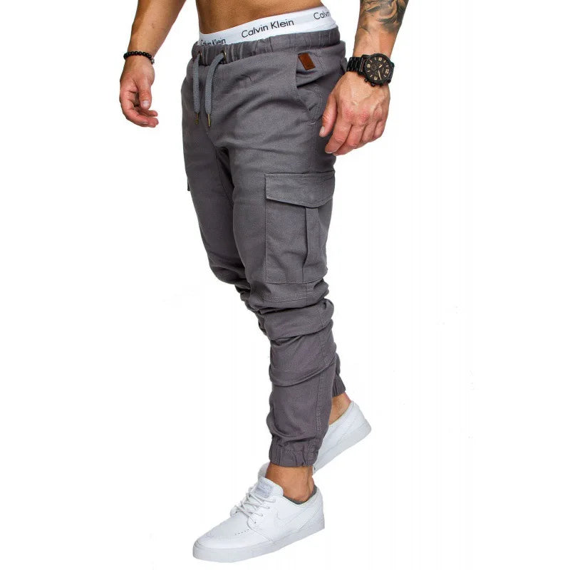 New Men's Casual Work Pants With Multiple Pockets Sports Jogger Pants