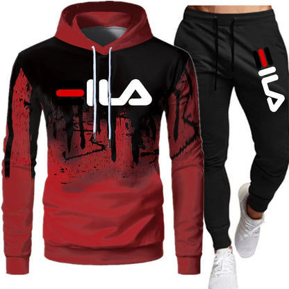 Men's Winter Tracksuit Hoody Hoodies+ Pant High Neck 2-Pcs Set Brand Casual Coldproof Male Sports Cloth Ski Sweat Suit Streetwear