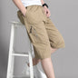 Men's Cargo Shorts Knee Pants Zipper Pocket Summer Cotton Shorts Climbing Jogger Elastic Waist Sports Wear