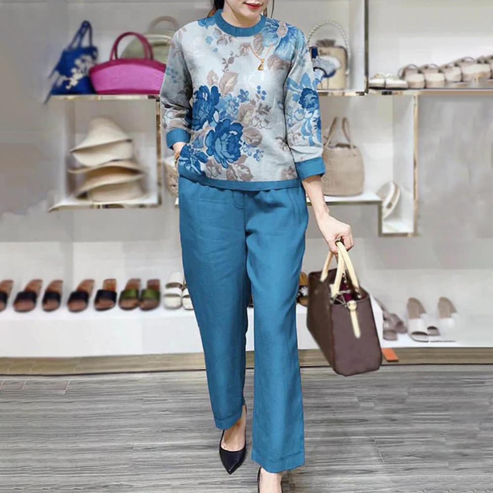 Summer Sets Large Silk Wide Leg Trouser Set Women's Spring 2025 New Print Silk Fashion Slim Two Piece Set Female Elegant