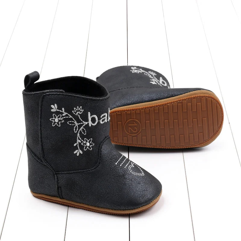 Baby Boots Made Of Soft PU and High-quality Cotton 2024 New Autumn and Winter Short Boots With Rubber Soles and Anti Slip Baby