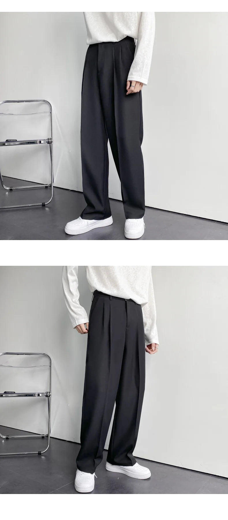 Spring Summer New Men Straight Casual Pants Korean Loose Suit Trousers Baggy White Elegant Pant Male Streetwear Y2k Men Clothing