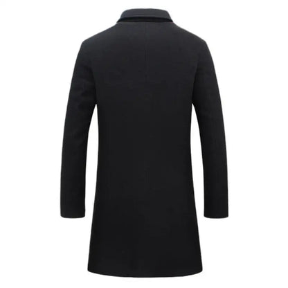Autumn Winter Fashion Men's Woolen Coats Solid Color Single Breasted Lapel Long Coat Jacket Casual Overcoat Plus Size 9 Colors