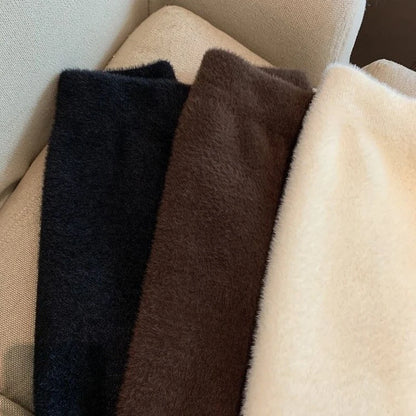 Autumn Winter Cute Mini Skirt Women Furry Soft Vintage High Waist A Line Skirt Korean Fashion Sweet All Match Hip Wrap Skirt New