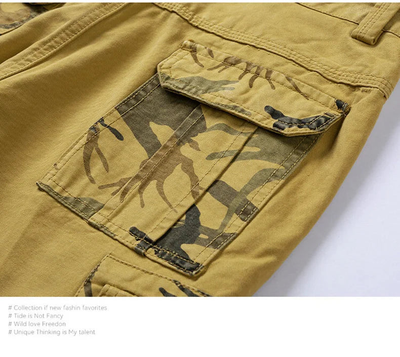 New Summer Men Cargo Camouflage Shorts Men's Cotton Beach Multi Pocket Shorts Man Spring Casual Joggers Shorts Male