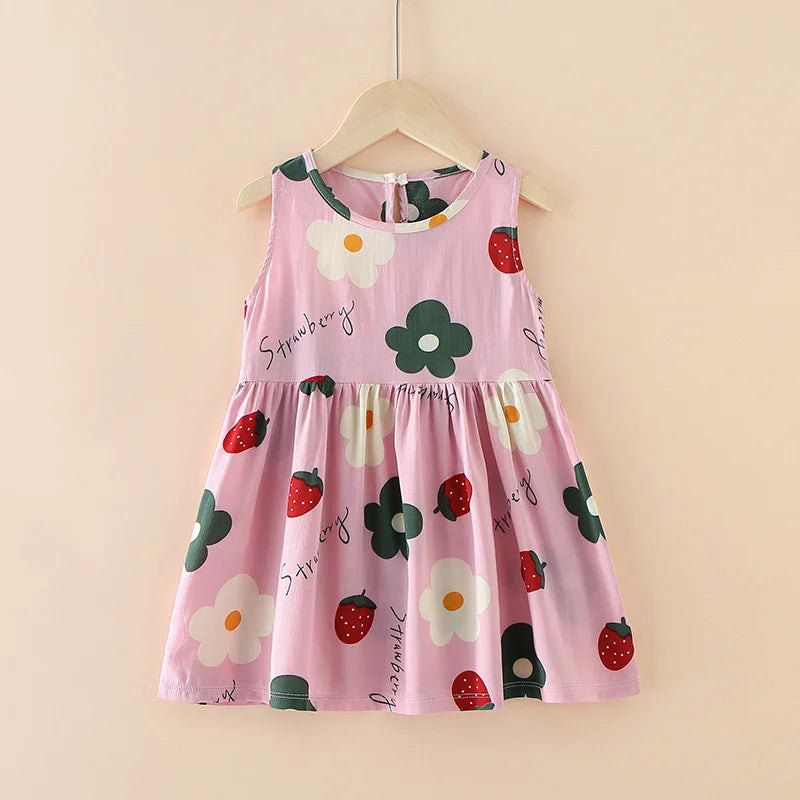 Baby Girls Clothes Summer Dress Flying Sleeve Newborn Infant Dresses Plaid Sleeveless Cotton Newborn Princess Dress Baby Girl