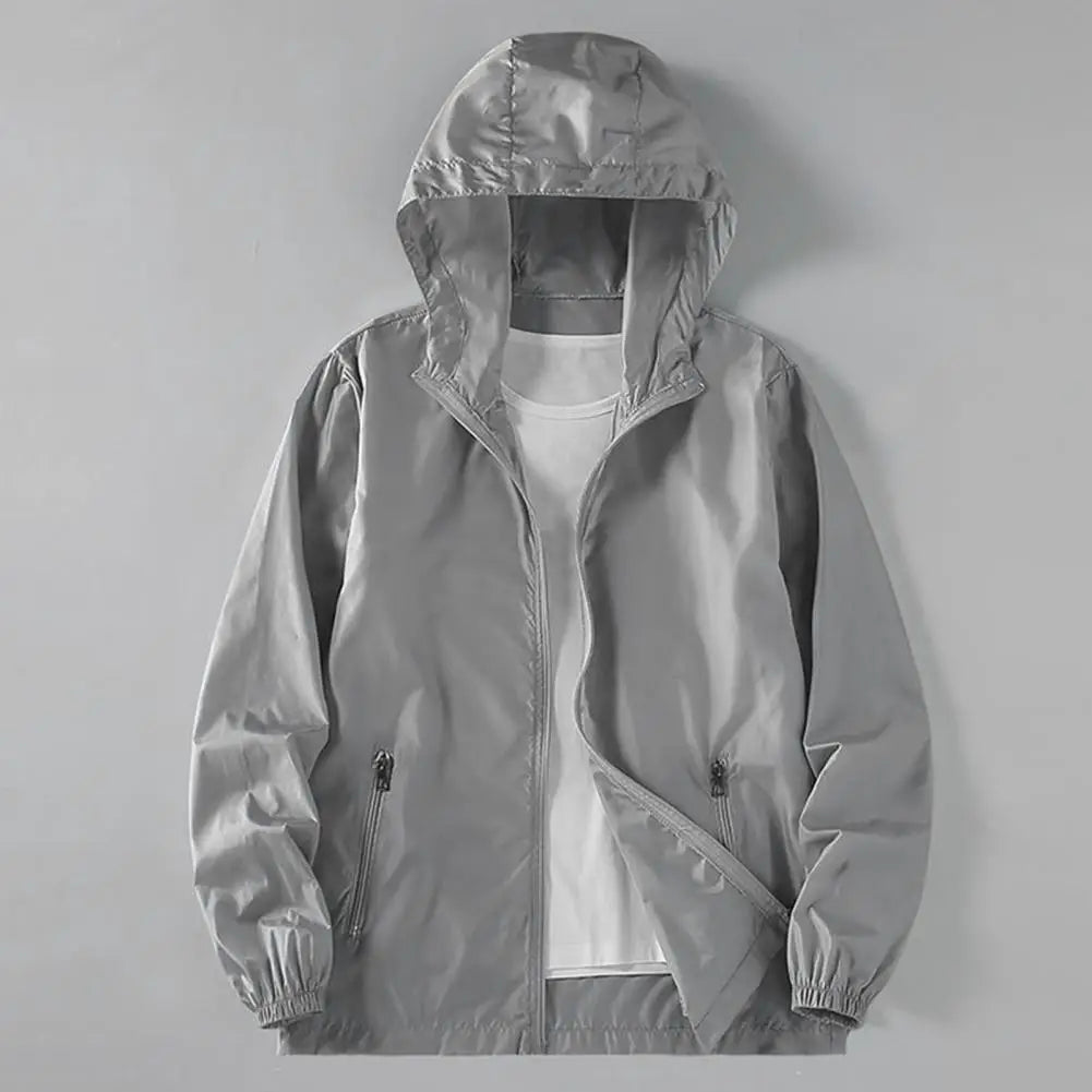 Men Waterproof Long Sleeve Jacket Hooded Coat Outwear Casual Simple Windbreaker Breathable Sports Couple Jackets Male Hooded