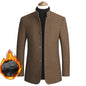 Men's Woolen Coat 2025 Autumn/Winter New Cotton Thickened Single Breasted Standing Collar Wool Blend Male Jacket