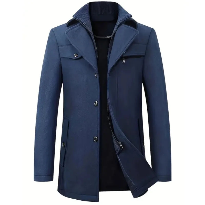 High Quality Men's Winter Long Woolen Coats Men's Casual Slim Business Office Wool Windbreaker Outdoor Windproof Trench Outwear