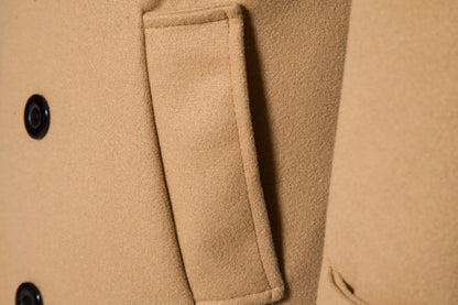 Men's Extra Long Woolen Black Coat Windbreaker Winter Warm Gentleman Coat Jackets Male Elegant Regular Fit Casual Daily Clothing