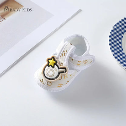 Cotton Newborn Baby Shoes Cartoon Pattern First Walkers for Girl Boy Plaid Soft Sole Walking Sandals 0-12month