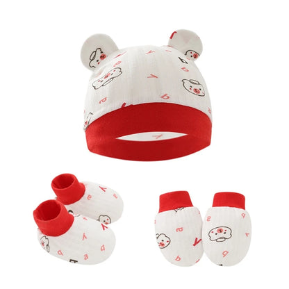 Baby Anti Scratching Cotton Gloves Hat Foot Cover Set Socks Kit Accessory for Newborn Baby Girls Boys Baby Shower