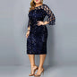Elegant Sequin Plus Size 4XL 5XL Women Midi Dress Sexy Casual Evening Party Dress Gown Wedding Luxury Robe Rouge Vestidos