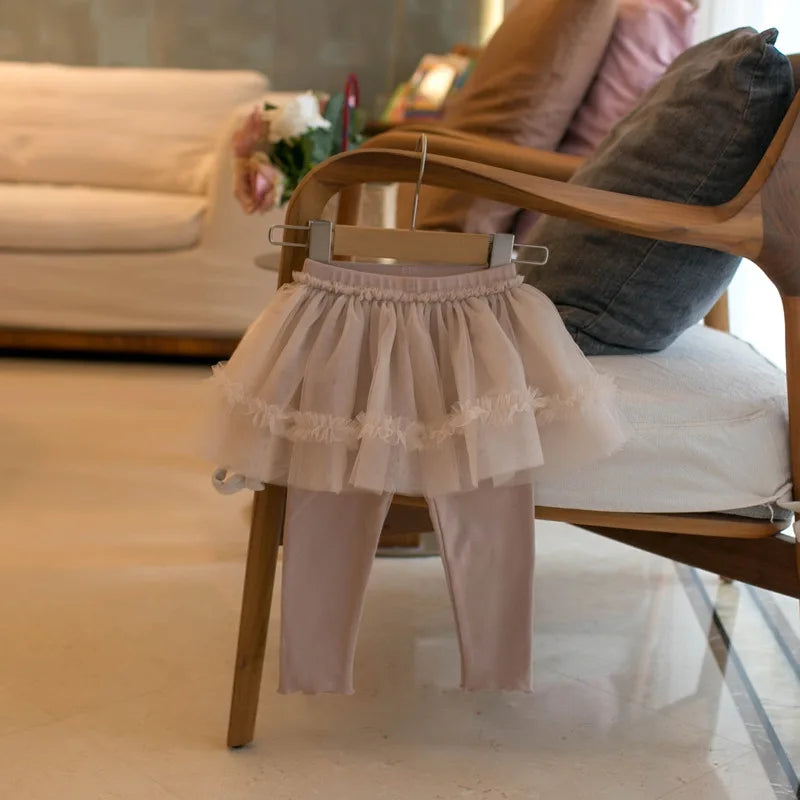 MILANCEL New Autumn Baby Children's Skinny Pants Culotte 1-4Y Girls Sweet Mesh Skirt Leggings Kids Trousers