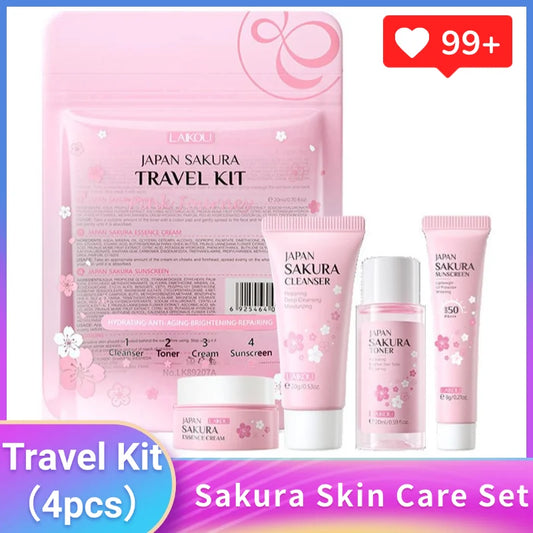 Sakura Skin Care Set facial Cleanser, Serum, Toner, Sunscreen, facial cream Beauty skin care For Women Gifts Routine Travel Kit
