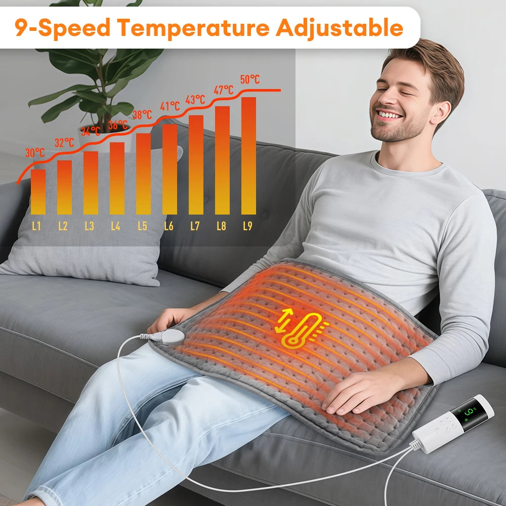 Electric Heating Blanket for Home Use - 9 Levels Thermal Heated Mat Home Soft Safe Winter Body Back Leg Warmer Pads 60*30cm